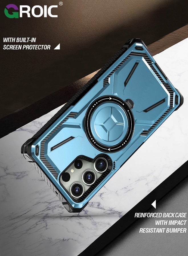 GROIC For Samsung Galaxy S24 Ultra 6.8 Inch Case with Kickstand Drop Phone Case with 360° Rotate Magnetic Ring Stand for Galaxy S24 Ultra 6.8 Inch - Image 2