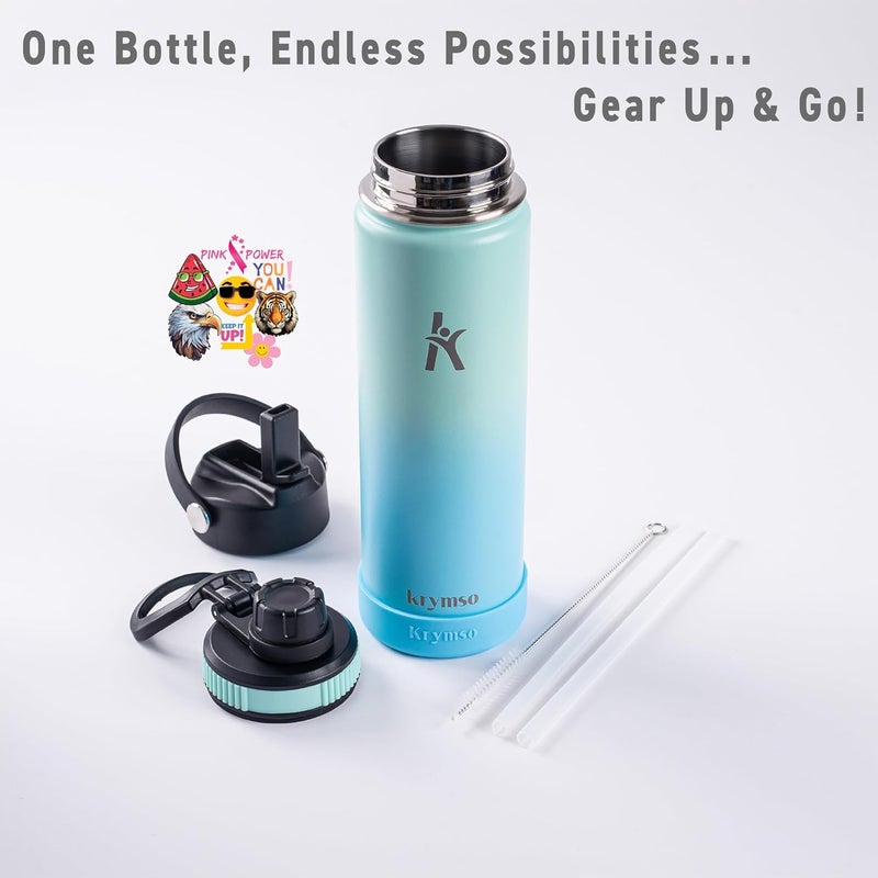 KRYMSO Stainless Steel Water Bottle 650ml – Insulated Sports Flask for Hot & Cold Drinks – Leakproof, Durable, BPA-Free – Ideal for Gym, Travel, Hiking (Aqua Sky) - Image 3