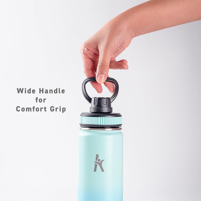 KRYMSO Stainless Steel Water Bottle 650ml – Insulated Sports Flask for Hot & Cold Drinks – Leakproof, Durable, BPA-Free – Ideal for Gym, Travel, Hiking (Aqua Sky) - Image 2