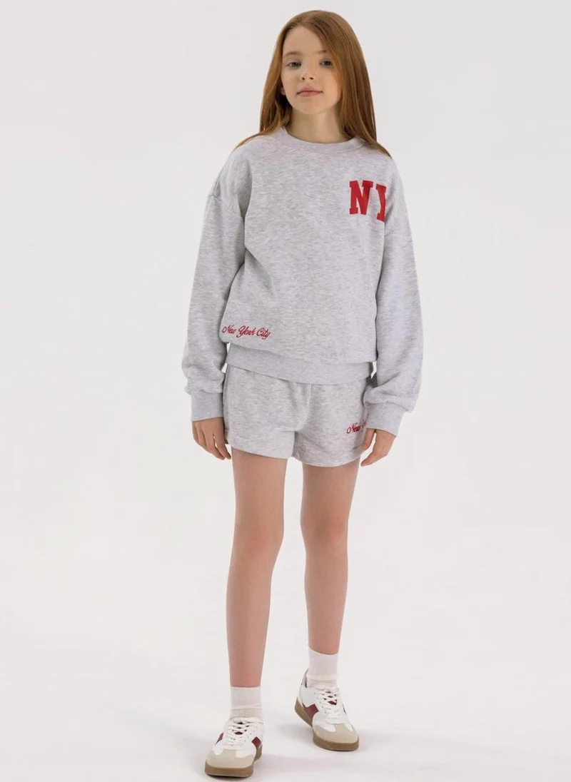 MINOTI Kids Girls Crew Neck Sweatshirt And Short Set