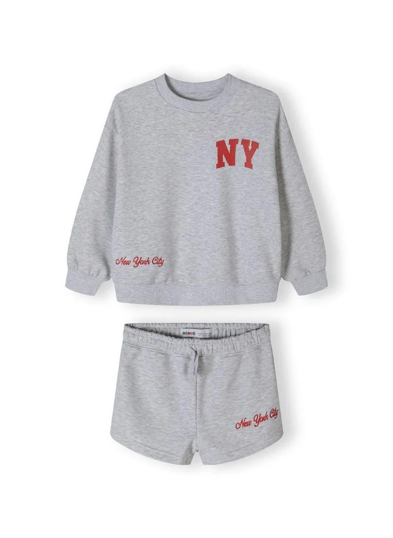 MINOTI Kids Girls Crew Neck Sweatshirt And Short Set