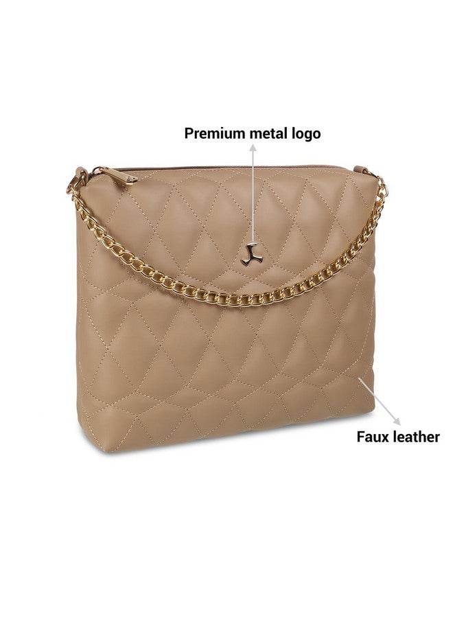 Mochi Women Beige Zip Top Sing Bag (66-7673) - Image 3