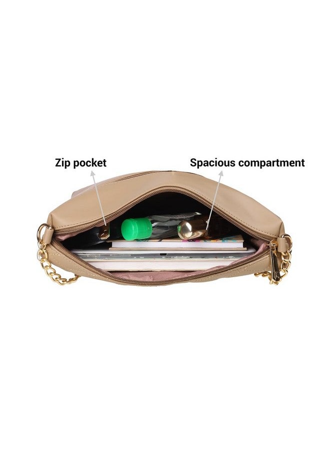 Mochi Women Beige Zip Top Sing Bag (66-7673) - Image 5