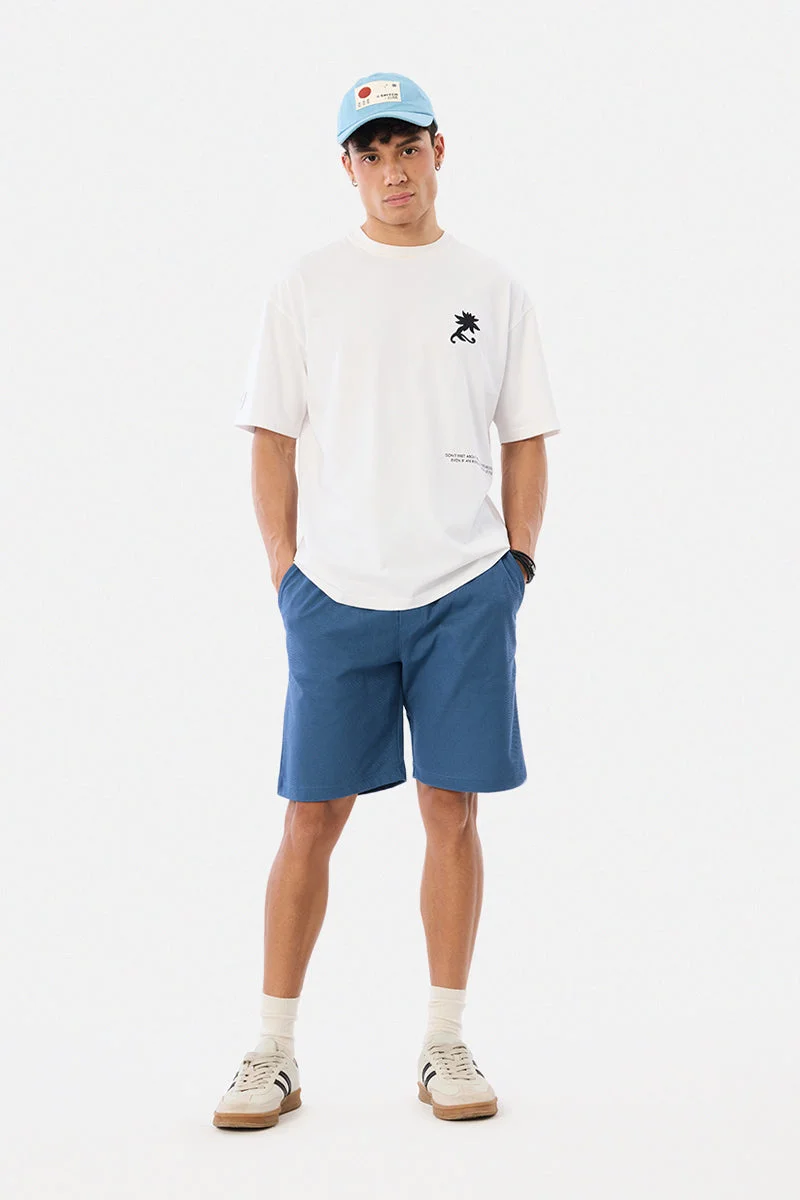Snitch Blue Regular Fit Textured Shorts for Men | Best Price UAE