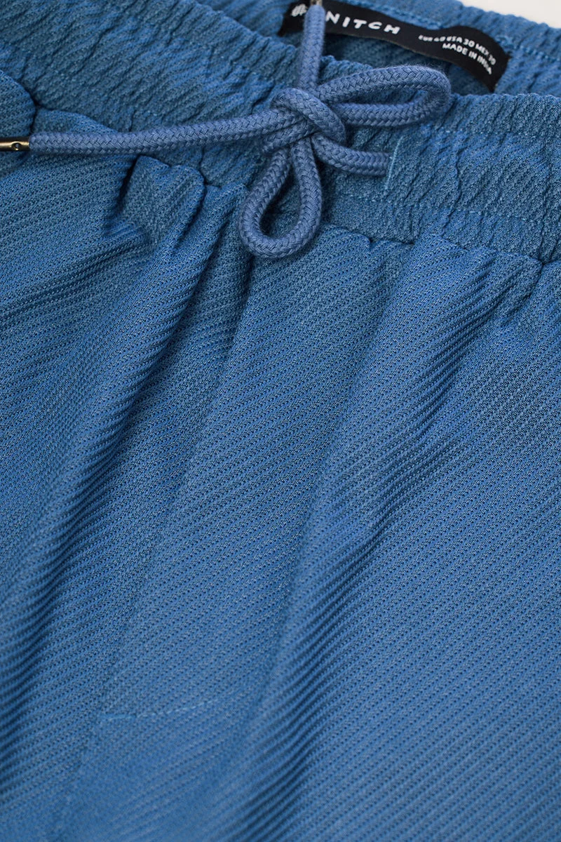 Snitch Blue Regular Fit Textured Shorts for Men | Best Price UAE
