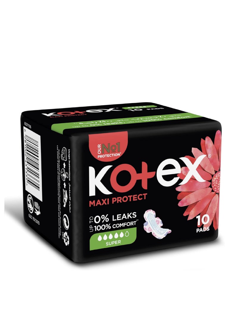 KOTEX MAXI PROTECT SUPER PADS 10'S
