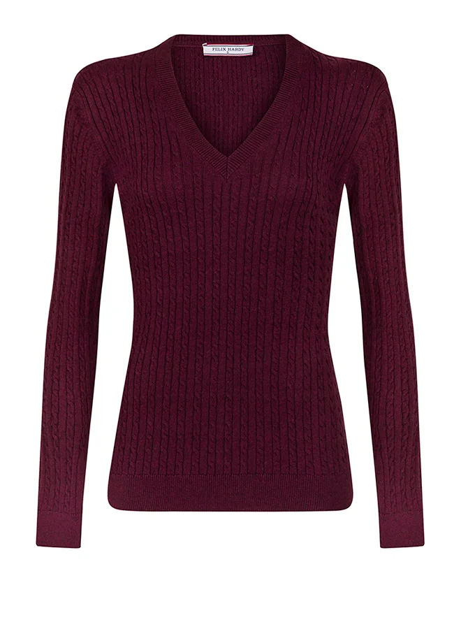فيليكس هاردي V-Neck Cable Knit Pullover
