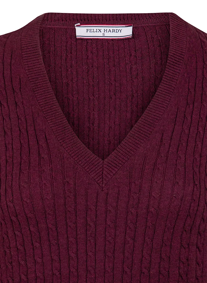 فيليكس هاردي V-Neck Cable Knit Pullover