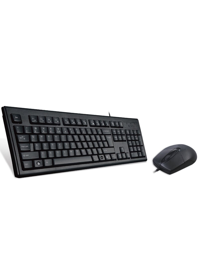 A4TECH Wired Keyboard Mouse With Silent Click Desktop Set KR-8372S, Laser Inscribed Keys & Comfort Roundedge Keycaps, Black  - Image 2