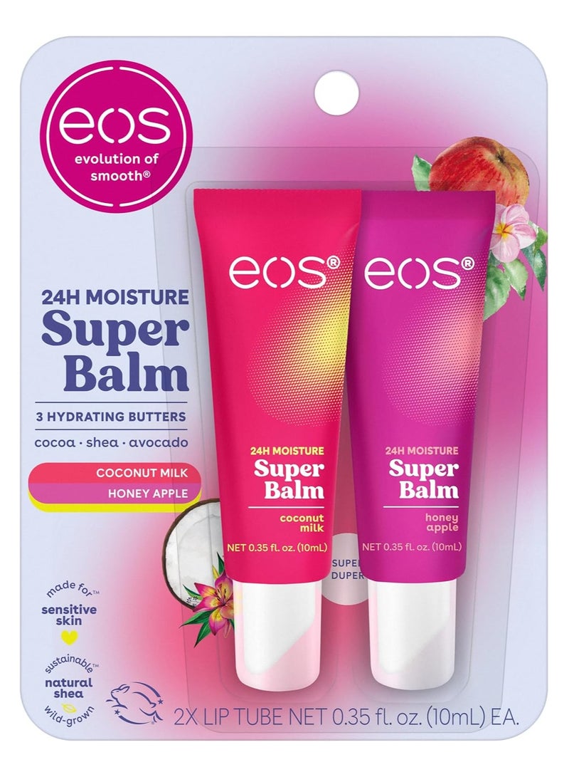 eos 24H Moisture Super Balm- Coconut Milk & Honey Apple, Lip Mask, Day or Night Lip Treatment, Made for Sensitive Skin, 0.35 fl oz, 2-Pack - Image 1