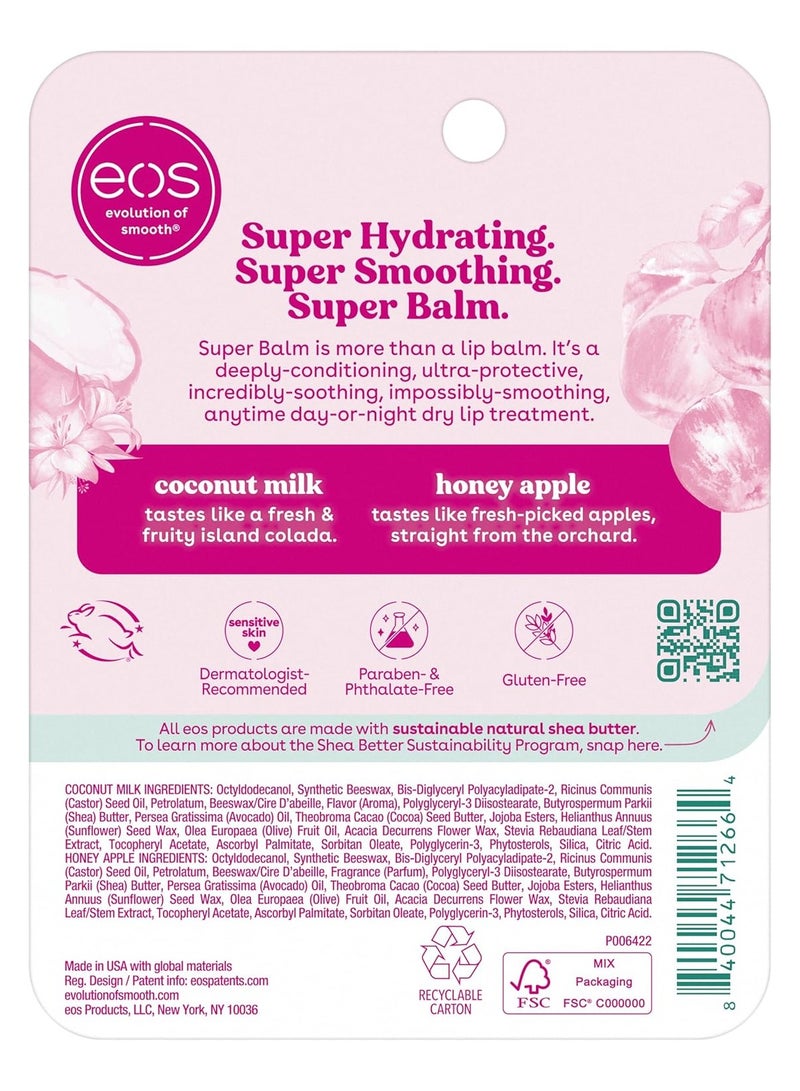 eos 24H Moisture Super Balm- Coconut Milk & Honey Apple, Lip Mask, Day or Night Lip Treatment, Made for Sensitive Skin, 0.35 fl oz, 2-Pack - Image 5