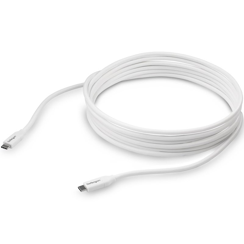 StarTech.com USB C to USB C Cable - 13 ft / 4m - 5A PD - M/M - White - USB 2.0 - USB-IF Certified - USB Type C Cable - USB C Charging Cable - Image 3