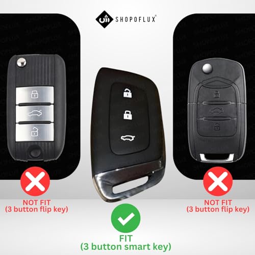 SHOPOFLUX Metal Car Key Cover Compatible for MG Hector | Windsor EV 3 Button Smart Key (Metal Blue Silicone) - Image 2