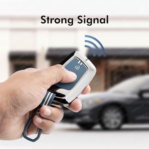 SHOPOFLUX Metal Car Key Cover Compatible for MG Hector | Windsor EV 3 Button Smart Key (Metal Blue Silicone) - Image 3