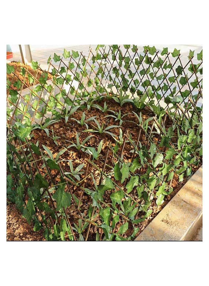 Generic FFD Bamboo Garden Fence with Artificial Leaf Wooden Fence with Plant Green Ivy Leaves Expendable Wicker For Home Garden  - Image 2