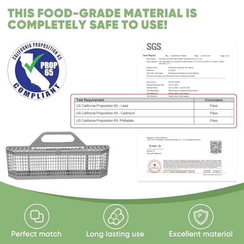 BIHARNT WD28X10128 Universal Dishwasher Utensil Silverware Cutlery Basket Compatible with GE Whirlpool Kenmore Maytag Frigidaire KitchenAid Samsung LG Dishwasher,Part No.WD28X10127, WD28X10131 - Image 4
