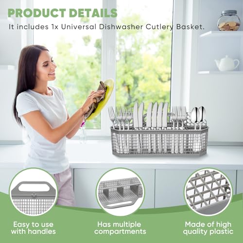 BIHARNT WD28X10128 Universal Dishwasher Utensil Silverware Cutlery Basket Compatible with GE Whirlpool Kenmore Maytag Frigidaire KitchenAid Samsung LG Dishwasher,Part No.WD28X10127, WD28X10131 - Image 5