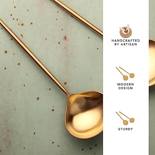 Ellementry Aura Gold Serving Set of Two| Serving Spoon Set for Home and Restaurant| Stainless Steel |Food Grade Dinnerware & Tableware Set | Ladle Set for Serving Rice/Pasta/Subzi/Curry/Food - Image 3
