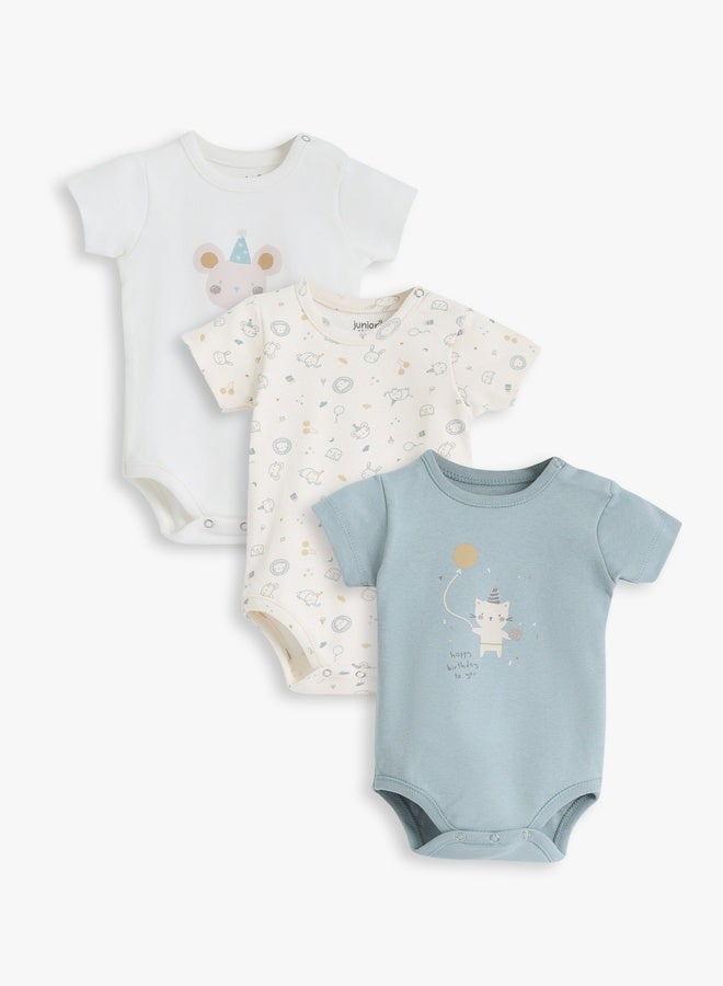 Junior Baby UniSex Cotton Bodysuit Pack of 3 - Image 1