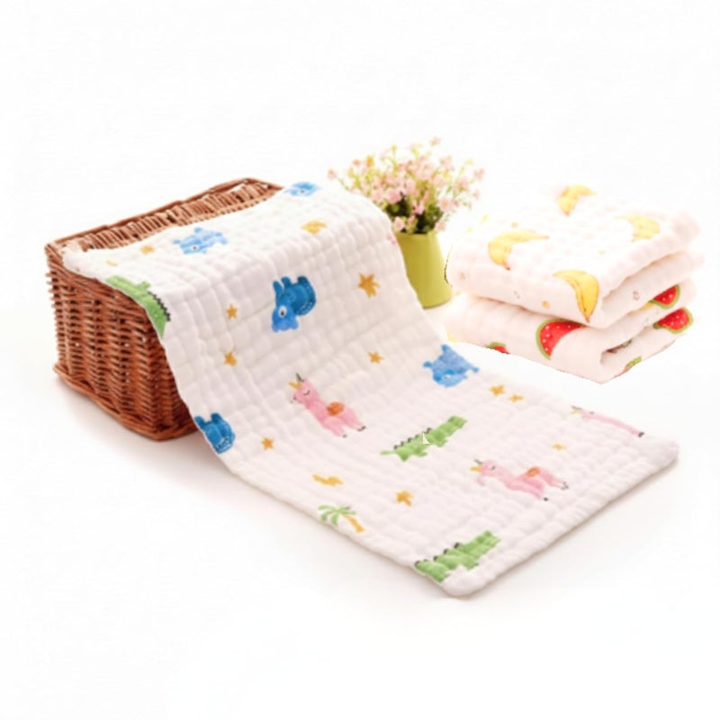 OBaby طقم مناديل تجشؤ من القطن الموسلين الفائق النعومة 6 طبقات 25 سم × 50 سم (عبوة من 3) | عالية الامتصاص وسريعة الجفاف لتسربات حديثي الولادة | أكثر من 20 طباعة مختلطة لطيفة | لطيفة على بشرة الطفل الحساسة - Image 1