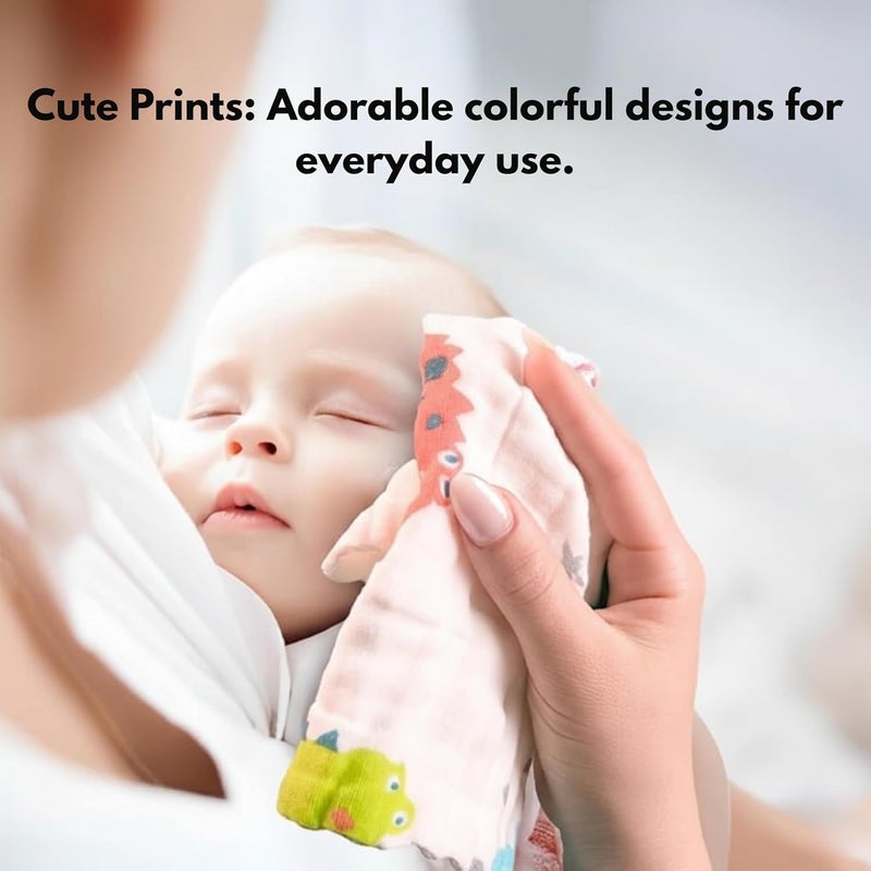 OBaby طقم مناديل تجشؤ من القطن الموسلين الفائق النعومة 6 طبقات 25 سم × 50 سم (عبوة من 3) | عالية الامتصاص وسريعة الجفاف لتسربات حديثي الولادة | أكثر من 20 طباعة مختلطة لطيفة | لطيفة على بشرة الطفل الحساسة - Image 5