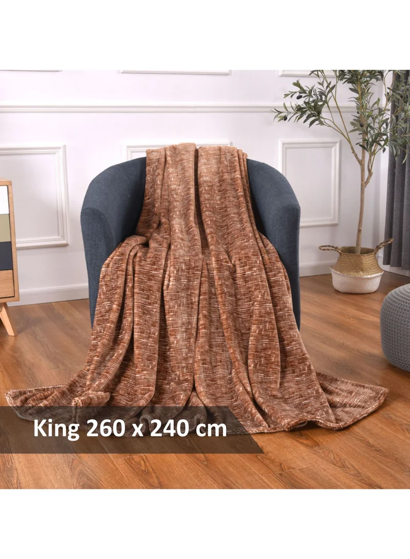 Donetella Fleece Blanket King Size,370GSM Soft and Cozy Lightweight Velvet Blanket Ideal For Couch, Bed, Travel, Camping , Brown