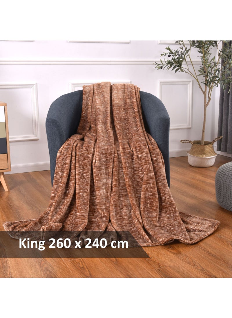 Donetella Fleece Blanket King Size,370GSM Soft and Cozy Lightweight Velvet Blanket Ideal For Couch, Bed, Travel, Camping , Brown  - Image 2