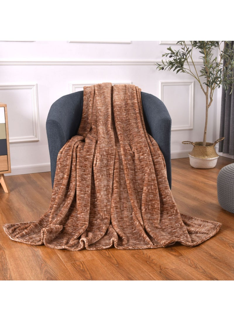Donetella Fleece Blanket King Size,370GSM Soft and Cozy Lightweight Velvet Blanket Ideal For Couch, Bed, Travel, Camping , Brown  - Image 1