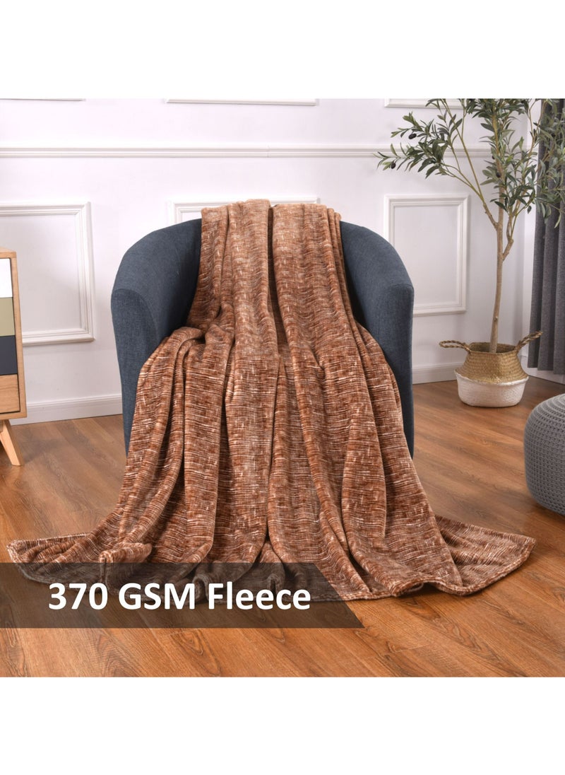 Donetella Fleece Blanket King Size,370GSM Soft and Cozy Lightweight Velvet Blanket Ideal For Couch, Bed, Travel, Camping , Brown  - Image 3