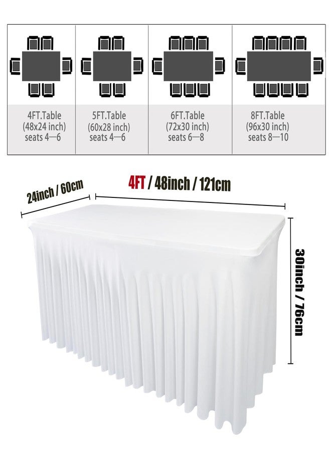 Yoquare White Spandex Table Skirt for Rectangle Tables (4Ft) | 1-Pack Stretch Pleated Tablecloth for 48" L x 24" W x 30" H Rectangular Tables | Suitable for Banquets, Trade Shows, Birthday - Image 2