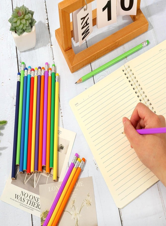 Whaline 48Pcs Colorful Pencils with Erasers Christmas Rainbow Color Wooden Pencil Unsharpened Writing Drawing Pencil for Xmas Party Supplies Stocking Stuffer Students Graduation Office Stationery Gift - Image 4