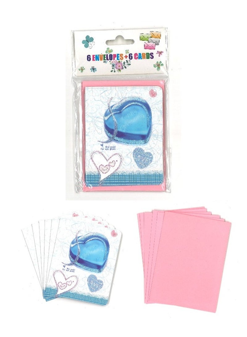 SOD 6-Piece Mini Wedding Greeting Card With Envelope Set - Image 1