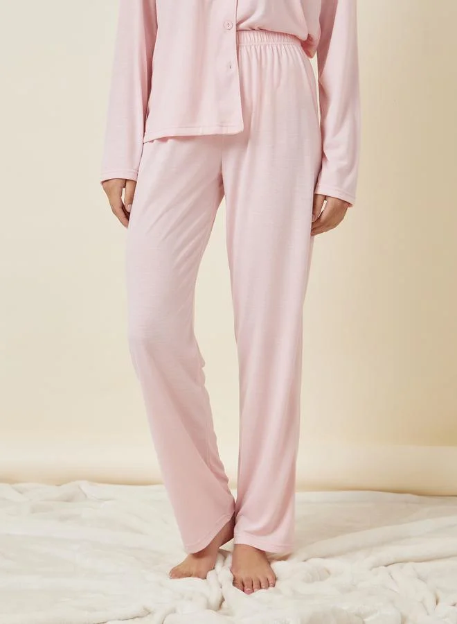 Styli Long Sleeve Jersey Button Through Shirt and Pyjama Set