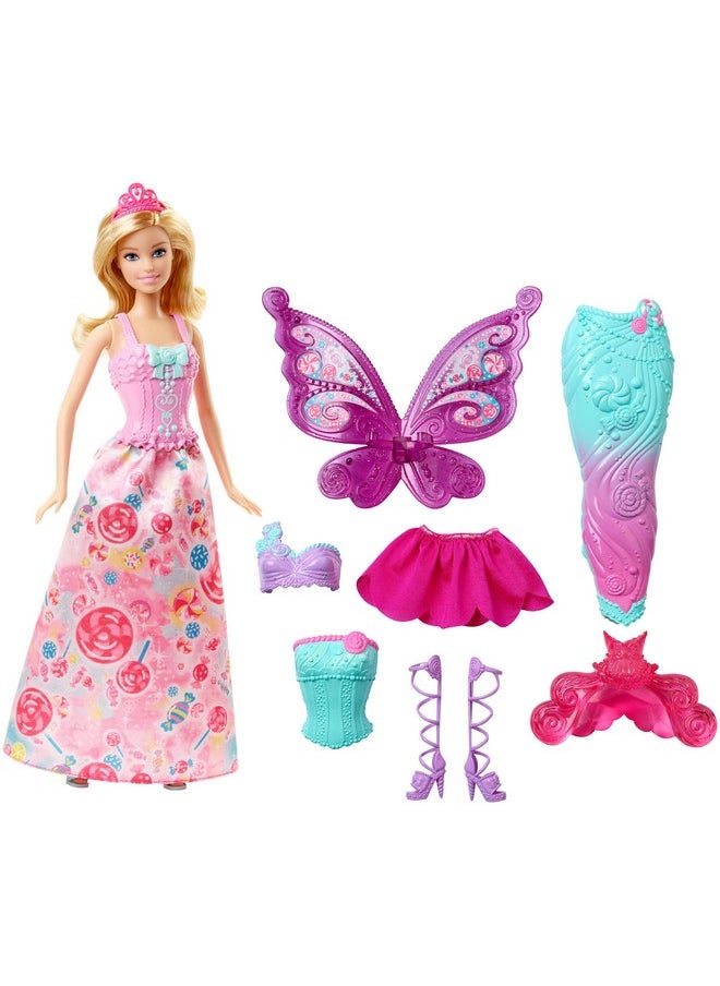 Mattel Games Barbie Doll and Fairytale Dress-Up Set, Clothes and Accessories for Princess, Mermaid and Fairy Characters, Kids Toys and Gifts  - Image 1