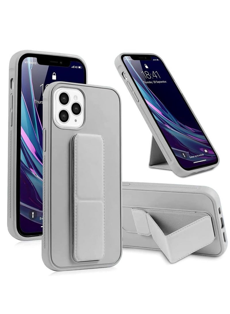 إلترازون Case for iPhone 15 Pro Max, Back Stand Case with Magnetic Holder, Magnetic Hand Grip Anti-fall Anti Scratch Shockproof Cover Case for iPhone 15 Pro Max (15 Pro Max, Gray) - Image 1