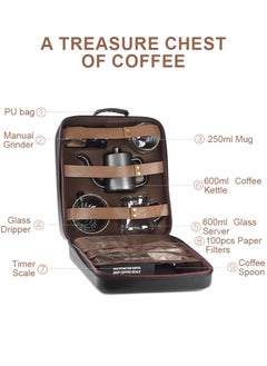 Perfii 9-in-1 Pour Over Coffee Maker Set with Accessories Gooseneck Kettle Spoon Grinder V60 Filters Perfect for Travel, Home Office and Gift  - Image 3