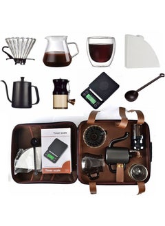 Perfii 9-in-1 Pour Over Coffee Maker Set with Accessories Gooseneck Kettle Spoon Grinder V60 Filters Perfect for Travel, Home Office and Gift  - Image 1
