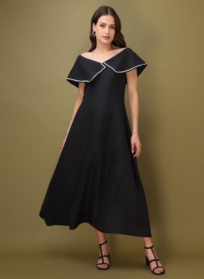 PURVAJA Women’s Cotton Black Dress (Floe-048-XL) - Image 4