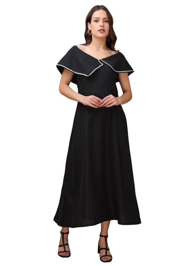 PURVAJA Women’s Cotton Black Dress (Floe-048-XL) - Image 1