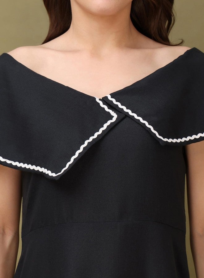 PURVAJA Women’s Cotton Black Dress (Floe-048-XL) - Image 5