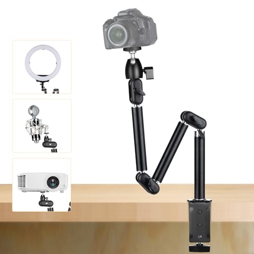 TARION Overhead Camera Desk Mount - 360° Flexible Articulating Arm with 3/8'' Screw and 1/4'' Screw Ballhead for DSLR SLR Mirrorless Cameras Projector Ring Light TKA01-M (3 Sections) - Image 1