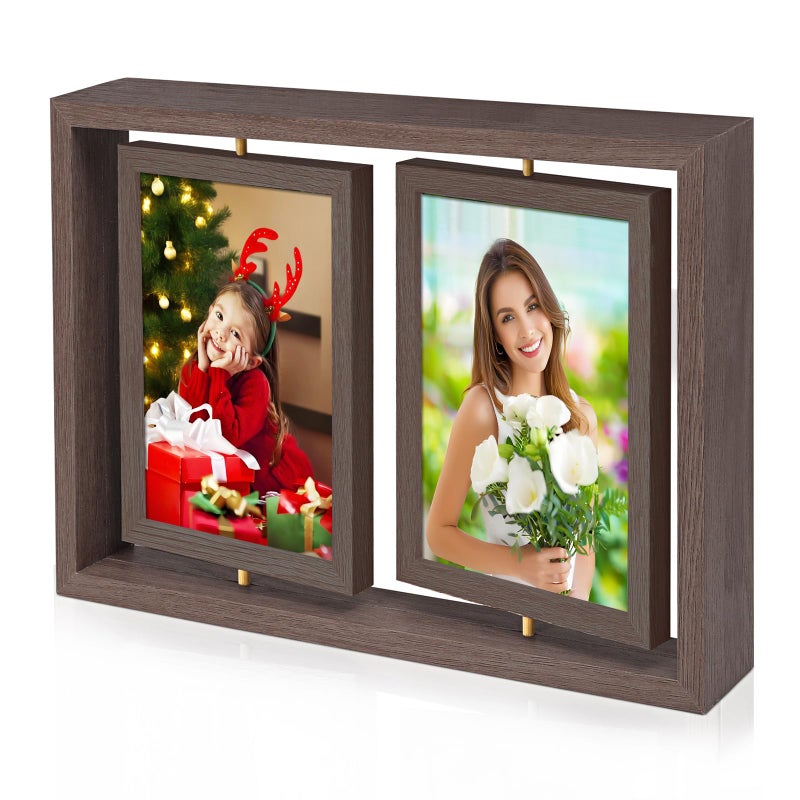 ZEEYUAN 5x7 Picture Frame Desktop Picture Frame Double Side 5x7 Rotating Photo Frame Family Collage Frame Tabletop for Office Home - Image 1