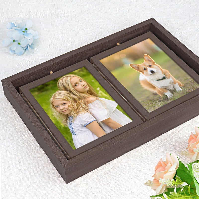 ZEEYUAN 5x7 Picture Frame Desktop Picture Frame Double Side 5x7 Rotating Photo Frame Family Collage Frame Tabletop for Office Home - Image 4