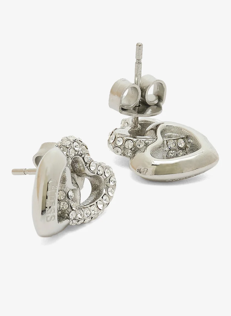 GUESS Heart Link Stud Earrings
