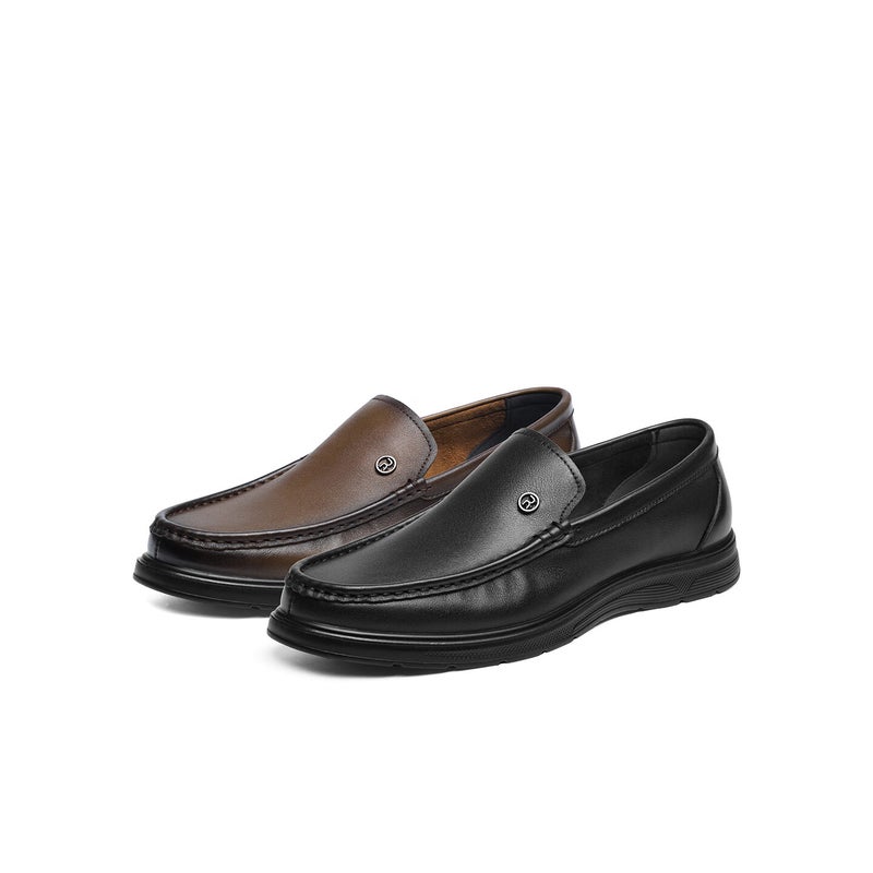 JD Jing Zao RED DRAGONFLY Casual Leather Shoes, Slip-On Soft Cowhide Driving Shoes for Commuting, WTL25025 Black Size 42 - Image 1