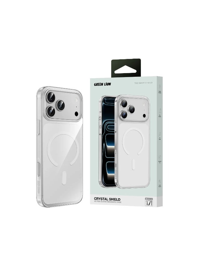 جرين ليون جراب كريستال شيلد فائق الوضوح ماج سيف لهاتف آيفون 17 برو ماكس / مضاد للخدش / حماية للكاميرا / قبضة مريحة / حماية من السقوط - شفاف - Image 1