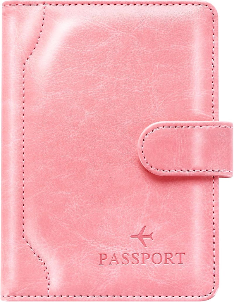 Herain Passport Holder & Case - Family Travel Combo With Passport & Vaccine Card Holder, D-magnetic clasp-bright pink, Magnetic Clasp - Image 1