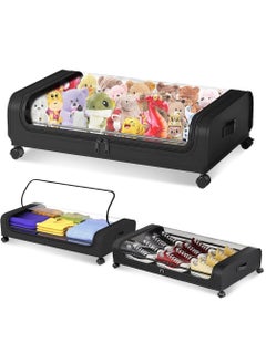 KYD Under Bed Storage Organizer with Wheels & Handles - Roll-Out Metal Storage Bins with Dust Cover, Tool-Free Assembly for Bedroom, Dorm, Apartment - Store Clothes, Shoes, Blankets Black  - Image 1