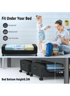 KYD Under Bed Storage Organizer with Wheels & Handles - Roll-Out Metal Storage Bins with Dust Cover, Tool-Free Assembly for Bedroom, Dorm, Apartment - Store Clothes, Shoes, Blankets Black  - Image 2