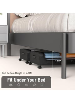 KYD Under Bed Storage Organizer with Wheels & Handles - Roll-Out Metal Storage Bins with Dust Cover, Tool-Free Assembly for Bedroom, Dorm, Apartment - Store Clothes, Shoes, Blankets Black  - Image 3